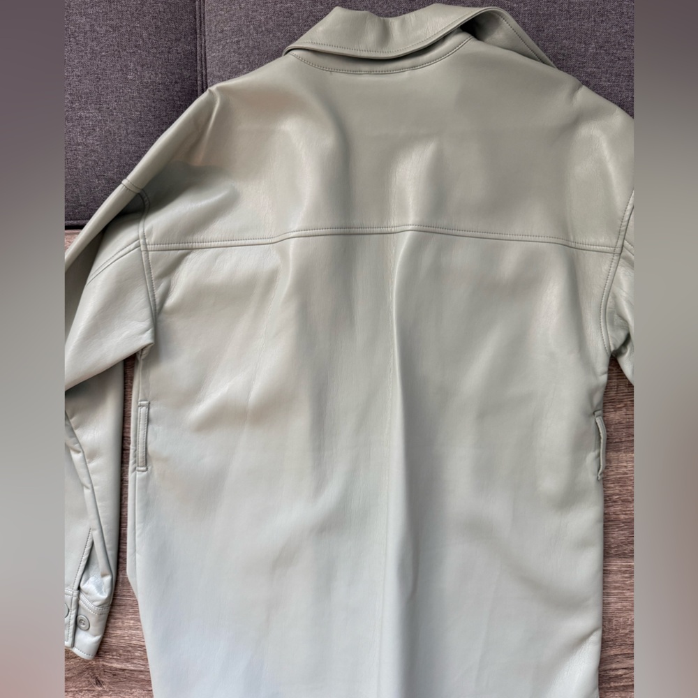 Aritzia Babaton Sage Green Faux Leather Shirt - Picture 5 of 7